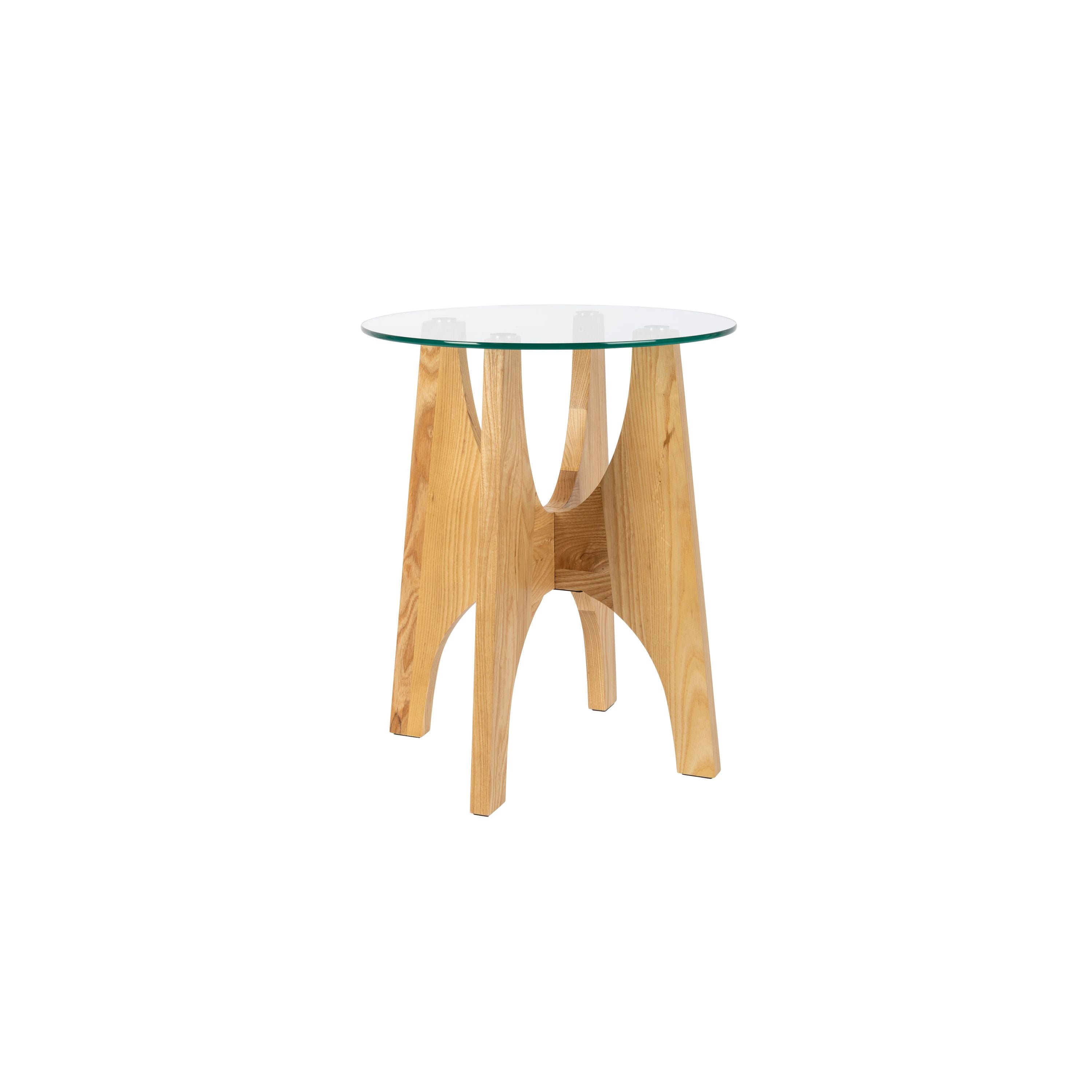 Zuiver Kobe Bijzettafel Rond 45 cm Glas/ Hout – Beige