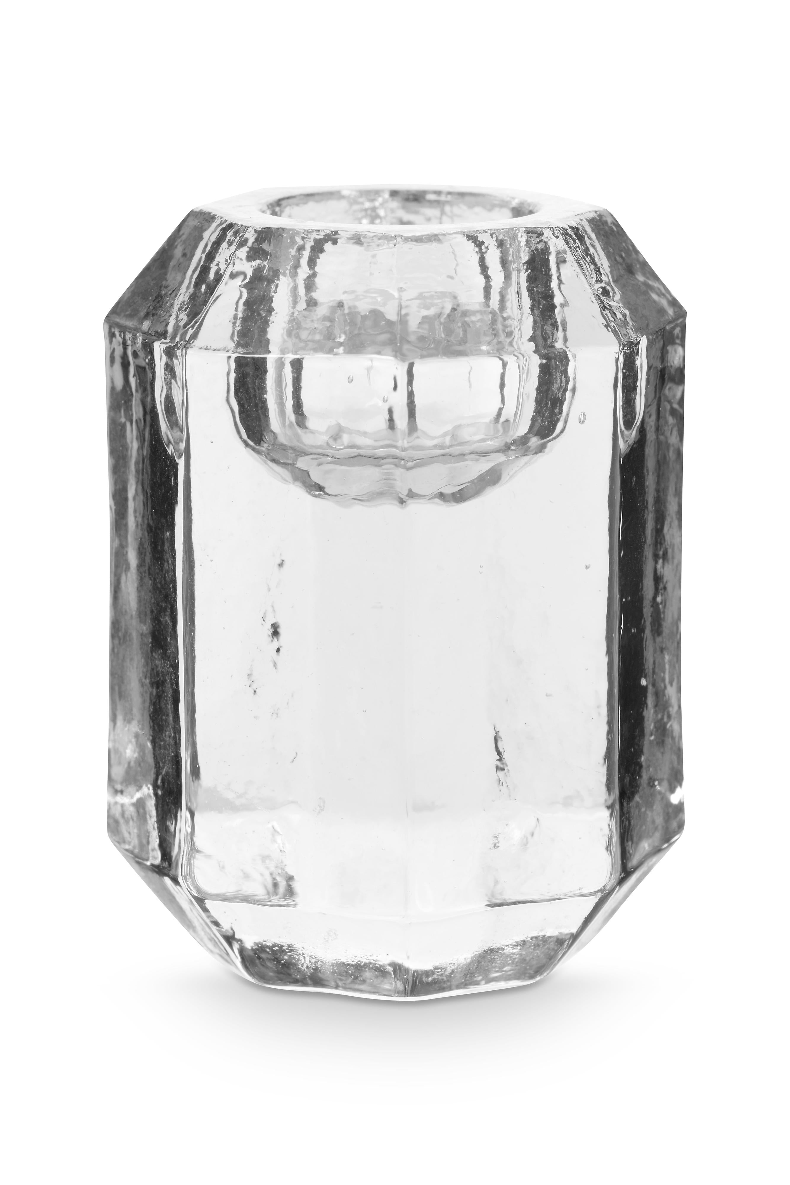 Candle Holder Cilinder Shape Glass Clear 7×5,5cm
