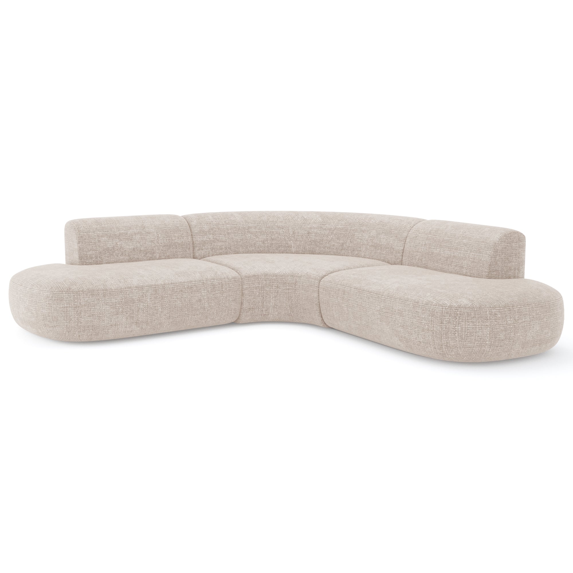 Premium Interiors – Groothoekbank WONDER – fluweel met reliëf crème 90