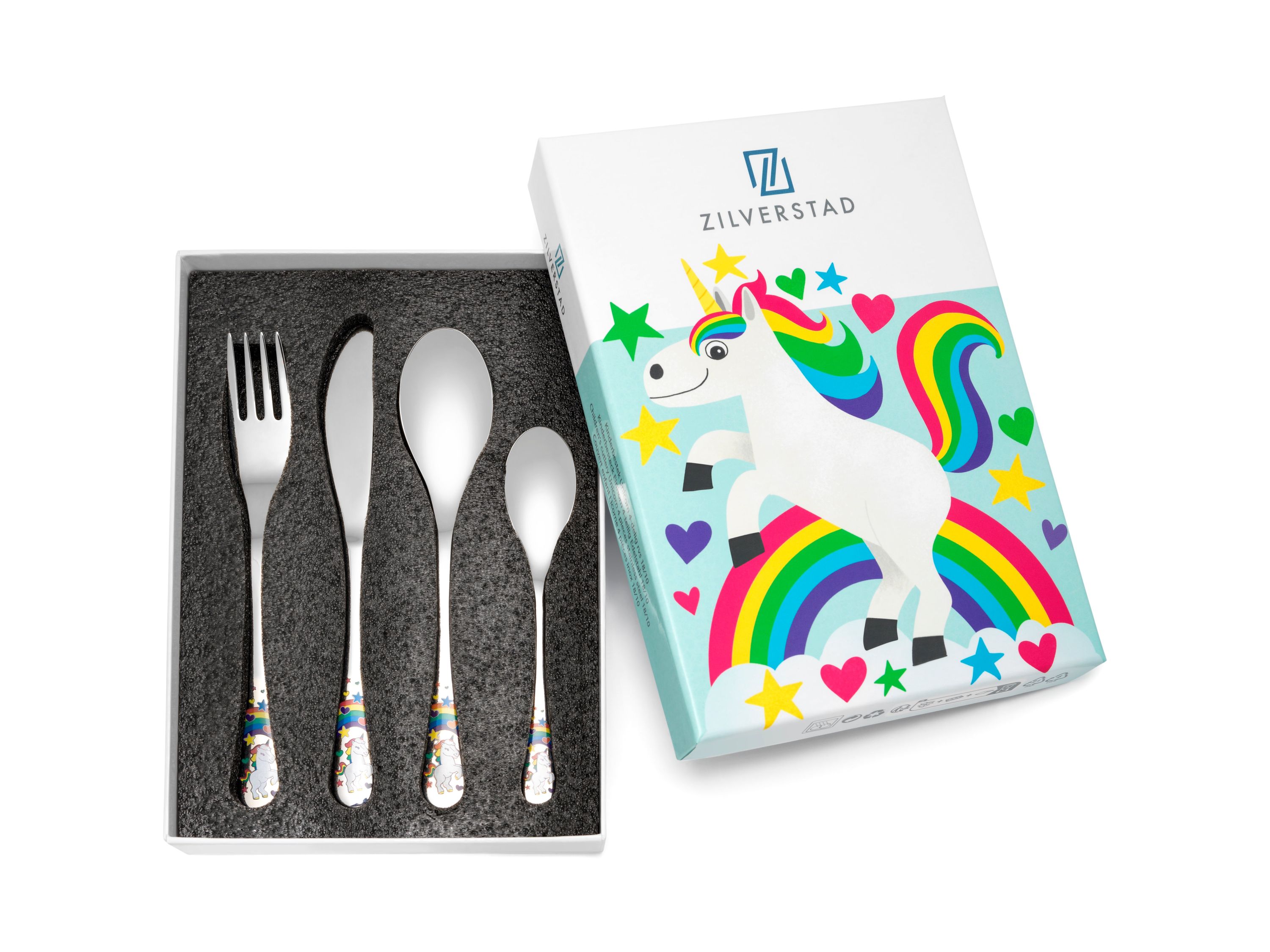 Zilverstad – Kindercouvert Unicorn – 4 delig – RVS