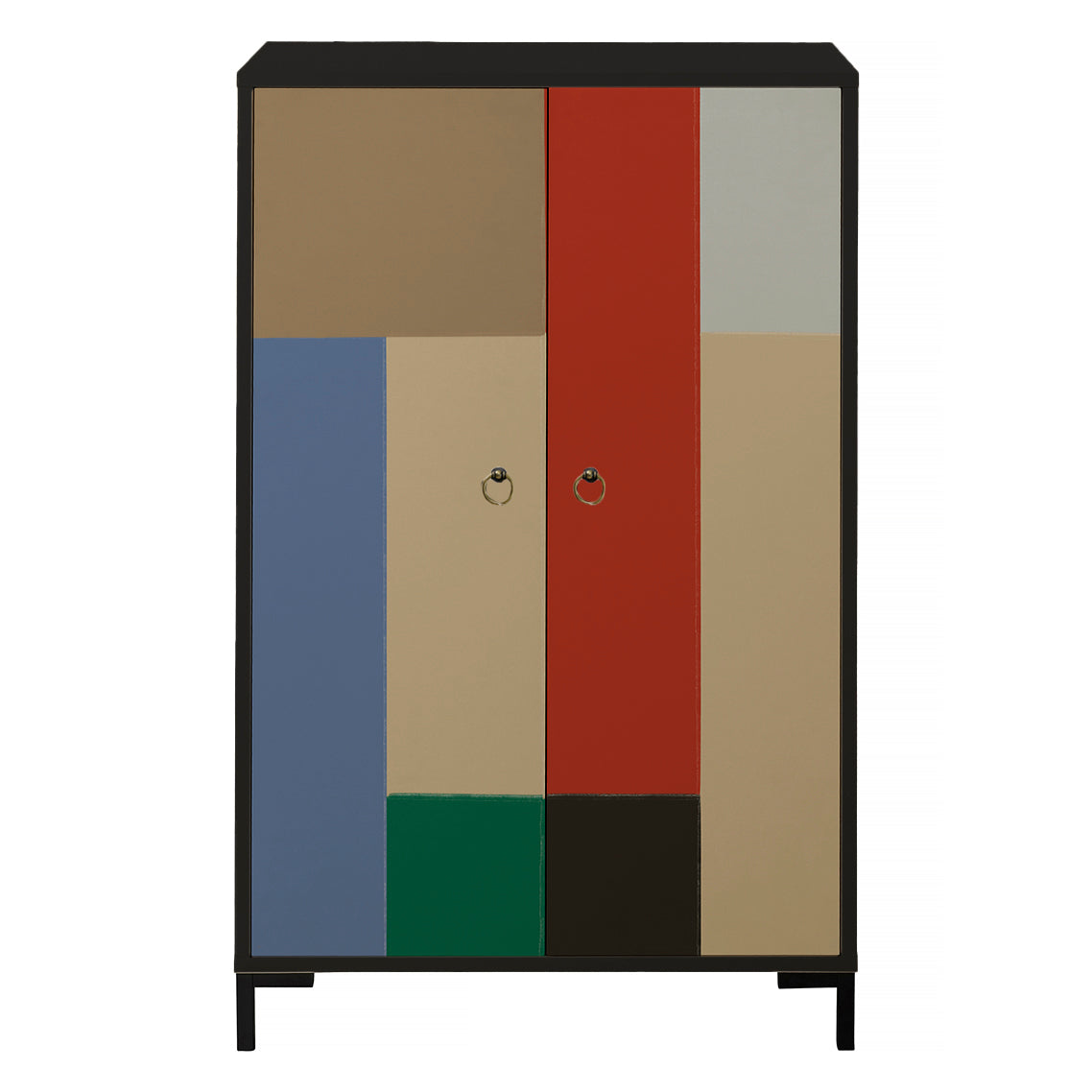 Dressoir van MDF met 2 decoratieve deuren, motief met tegeltjes in bei