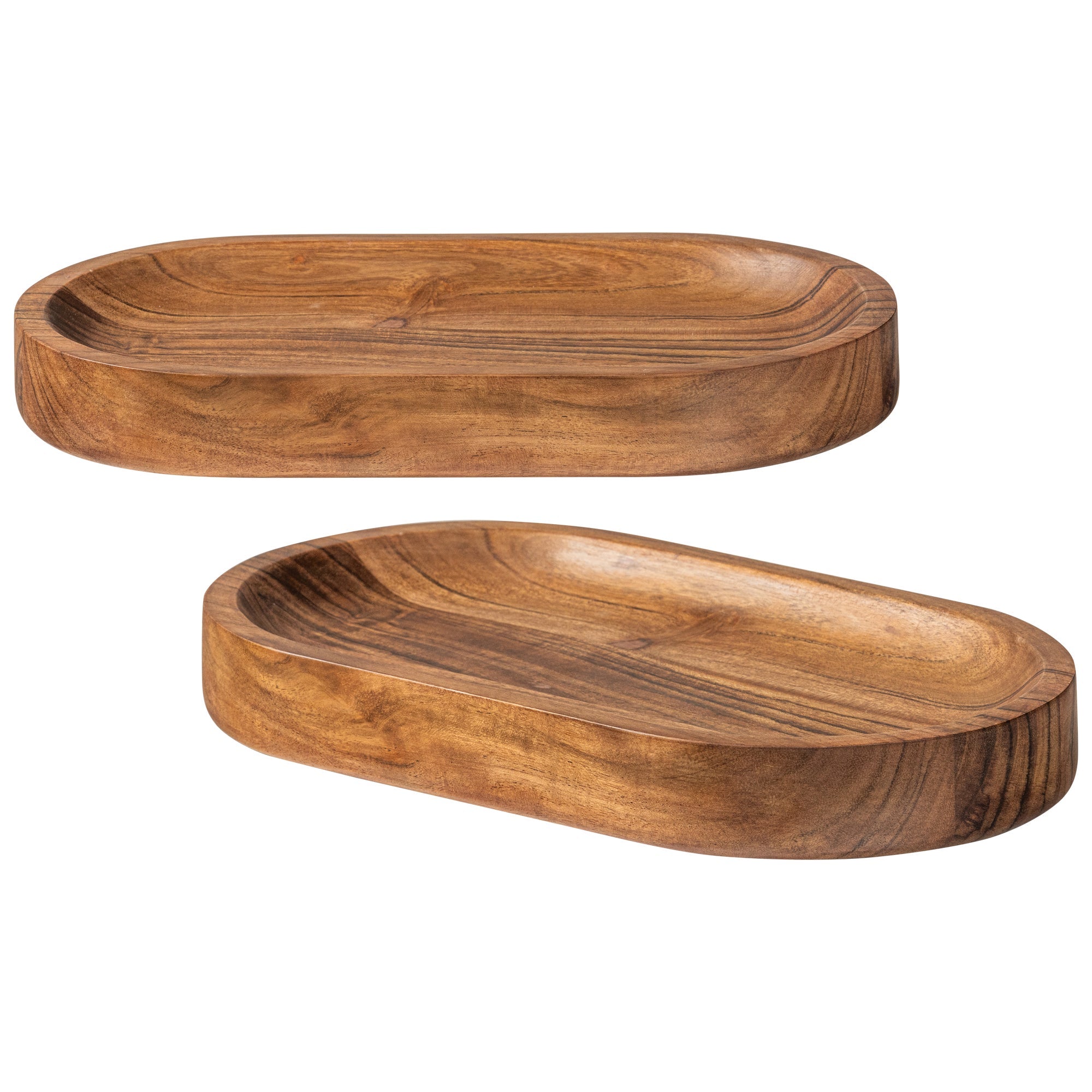 WOOOD serveerplank ovaal Yuki – Acacia Hout – Naturel – Set van 2