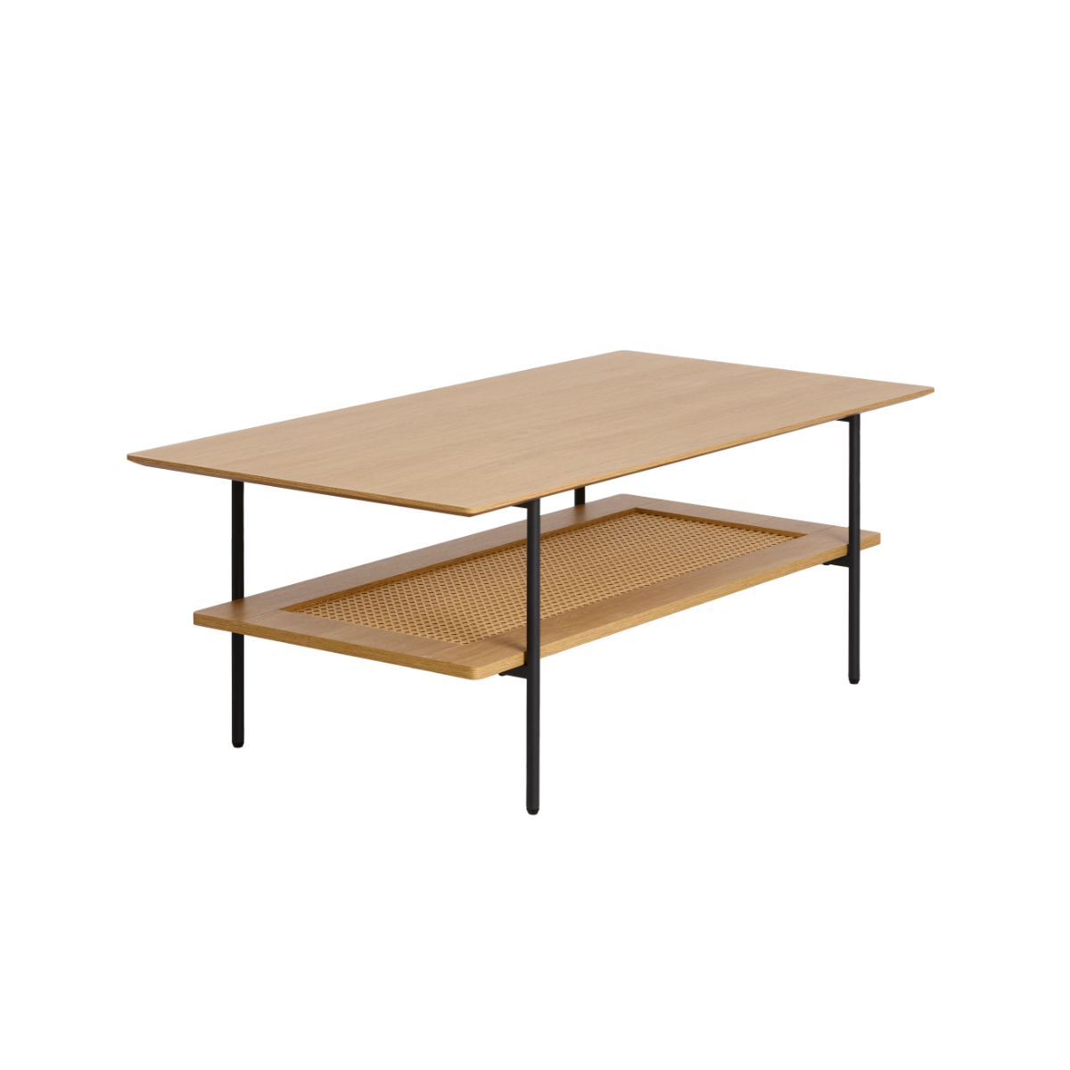 Rebellenclub Salontafel Berley – 110 x 55 cm – Eiken met Rattan