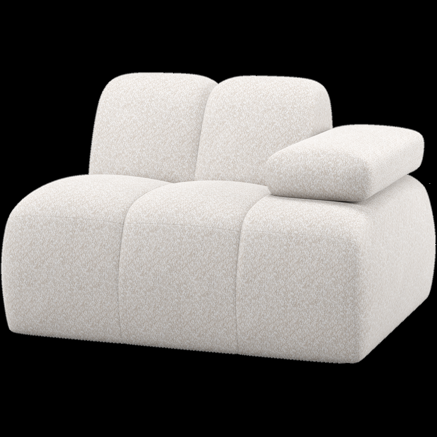 WOOOD 1-zits element bank arm rechts Mojo – Wollig – Ecru – 74x124x97