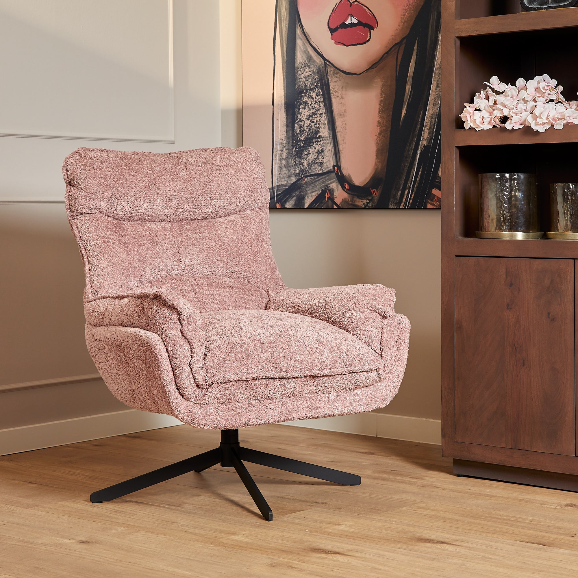 Starfurn fauteuil Vera – roze – 83x115x59cm
