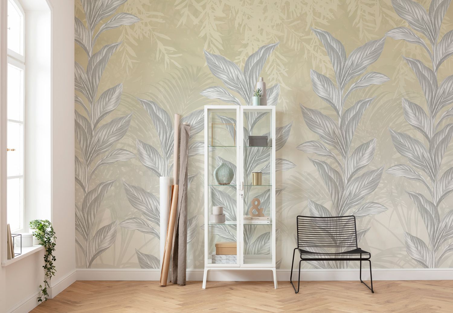 Komar fotobehang bladeren grijs en beige – 350 x 250 cm – 610021