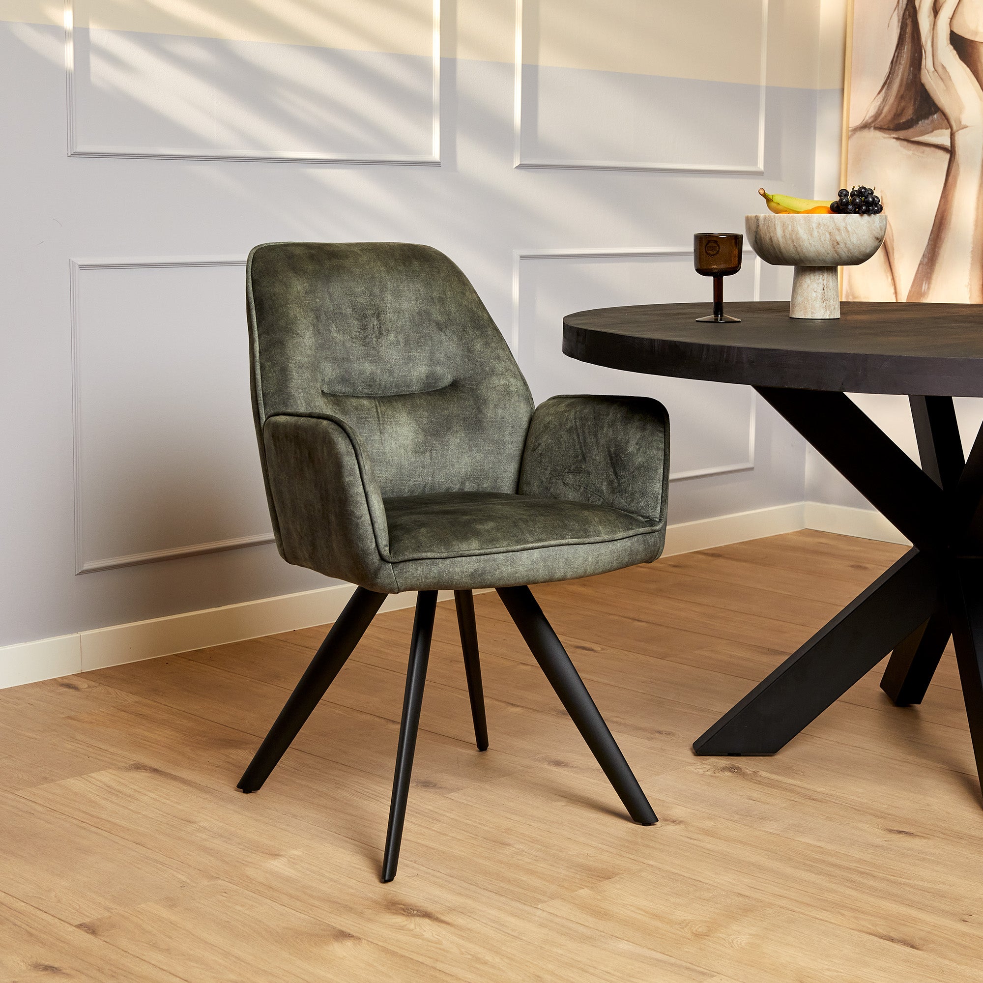 Starfurn eetkamerstoel Nova – groen – 58x65x64cm