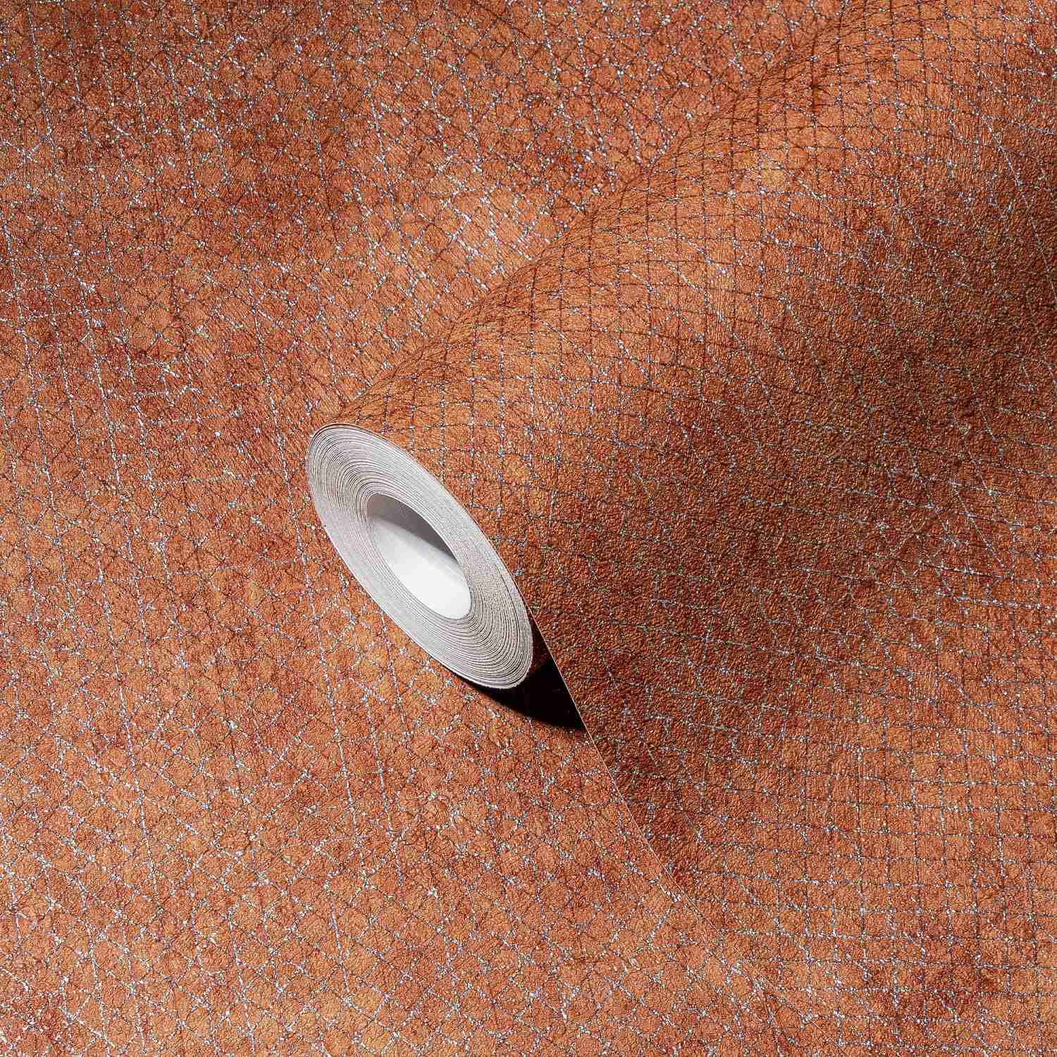 A.S. Création behang effen oranje, rood en metallic – 53 cm x 10.05 m