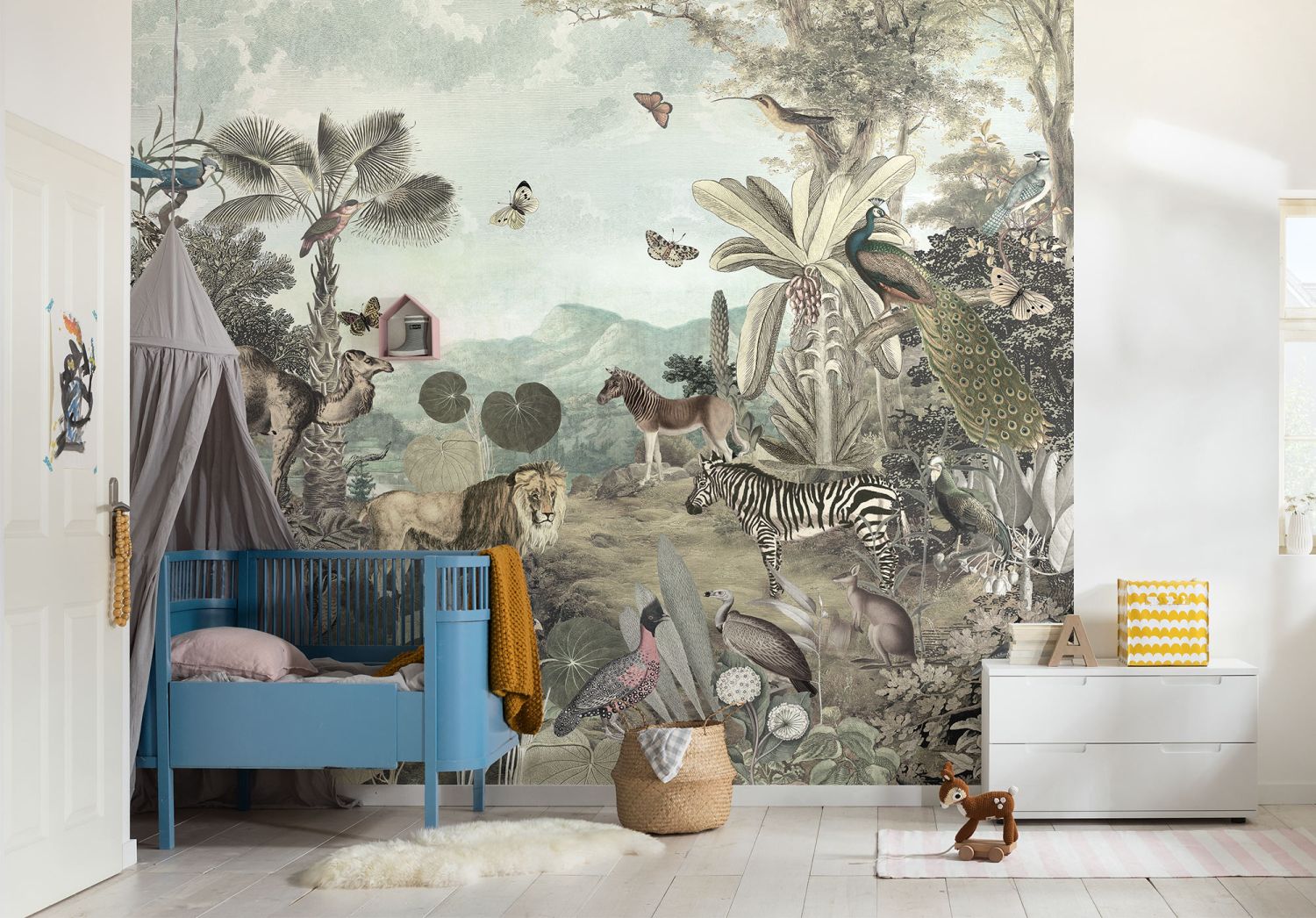 Komar fotobehang jungle dieren groen grijs – 300 x 280 cm – 612798