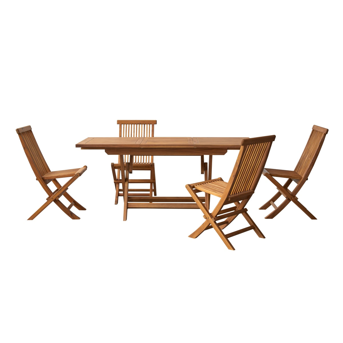 Tikamoon Massief acaciahouten tuinset met 4 stoelen – Bruin