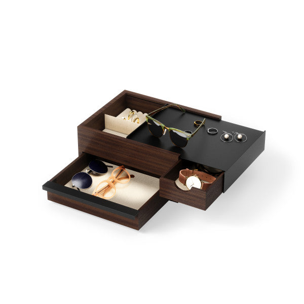 Umbra sieradendoos Stowit – 26 x 22 x 12 cm – Zwart/walnoot