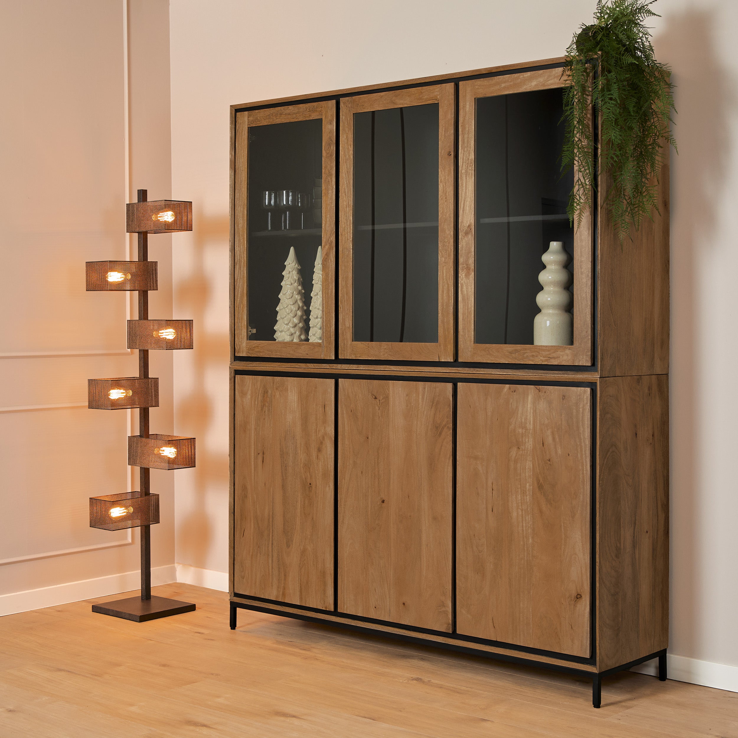 Starfurn vitrinekast RichWood – bruin – 45x160x200cm