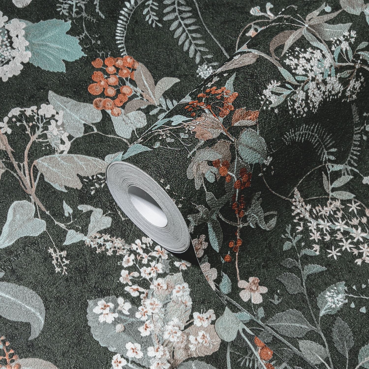A.S. Création behang bloemen zwart, oranje en turquoise – 53 cm x 10.0