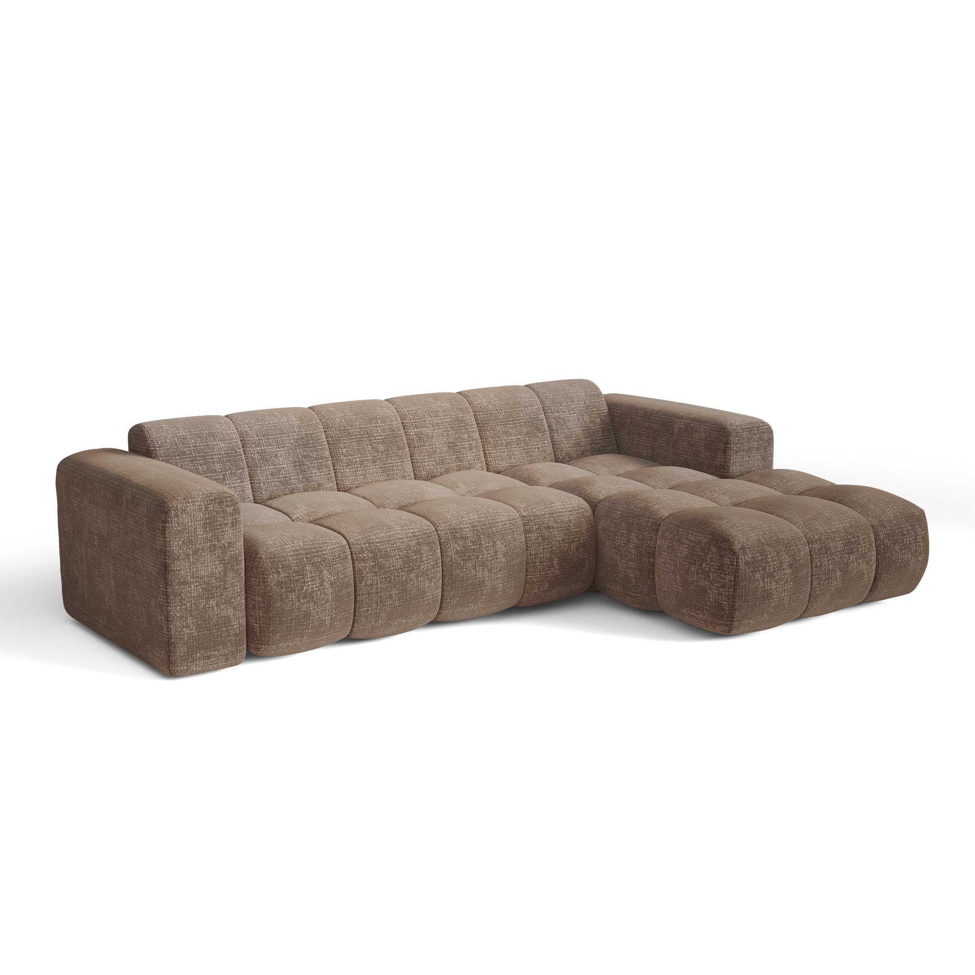 Premium Interiors – Rechter hoekbank BLOOM – fluweel met reliëf mol 29