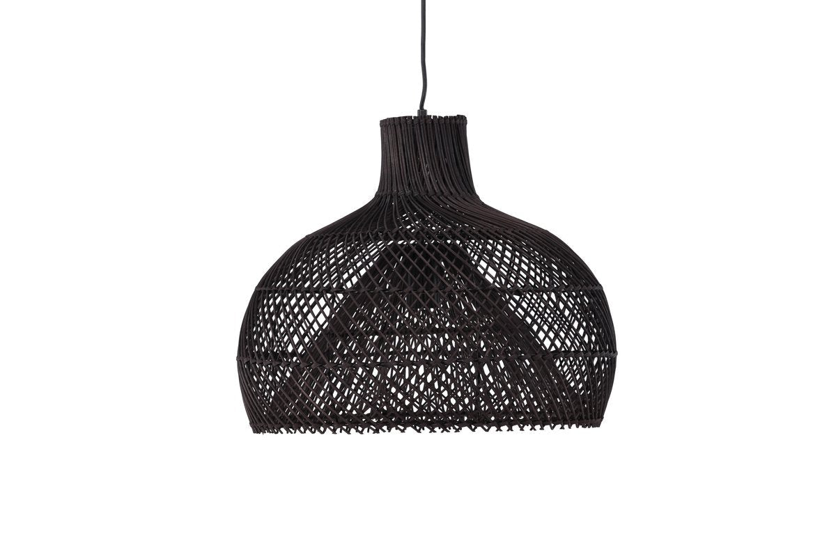 Rebellenclub Hanglamp Glen Zwart – rattan – Ø 45 cm