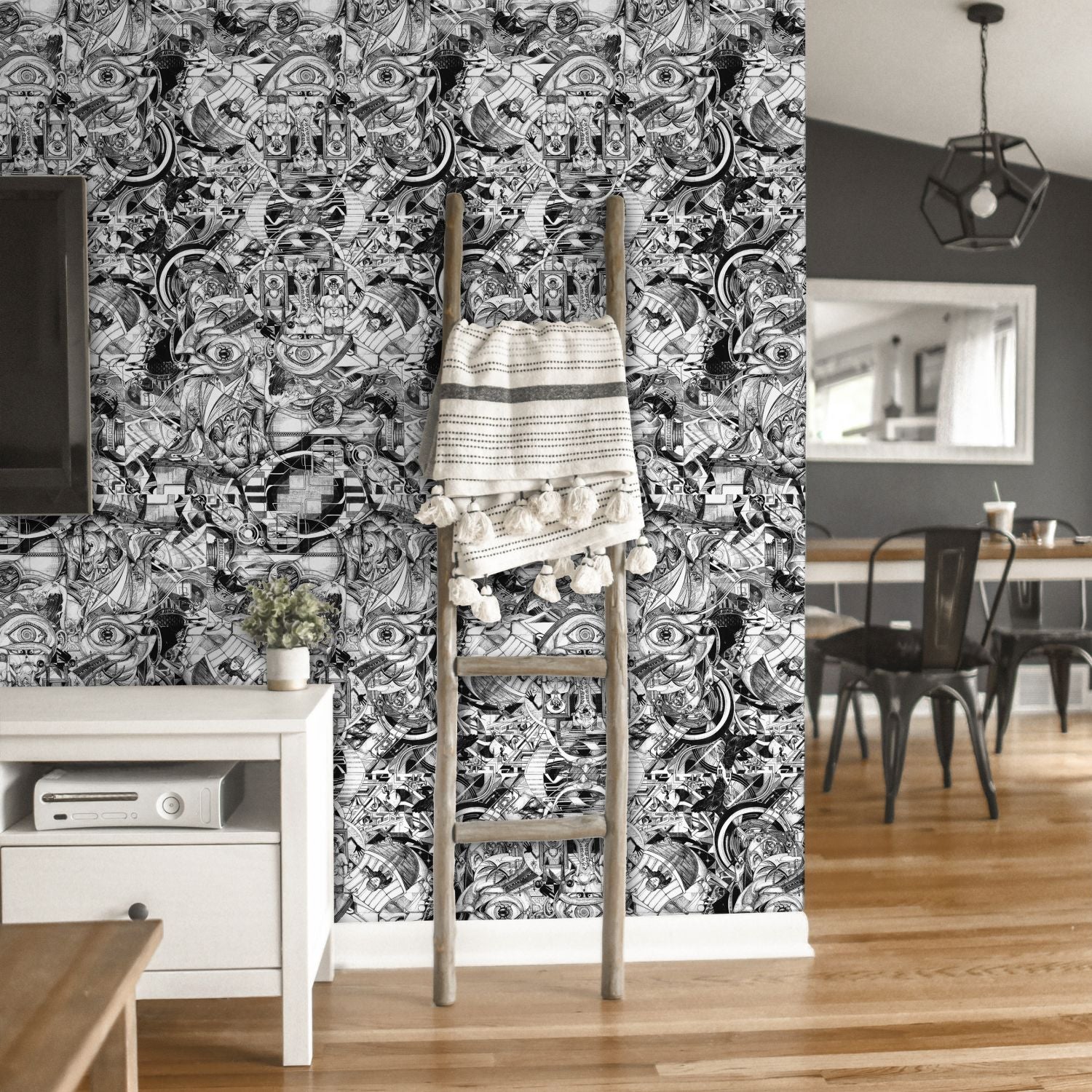 Walls4You behang surrealistisch motief zwart en wit – 53 cm x 10 m – 6