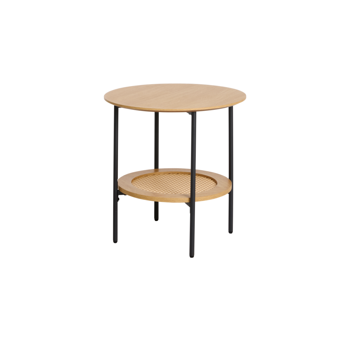 Rebellenclub Bijzettafel Berley – ¿50 cm – Eiken met Rattan