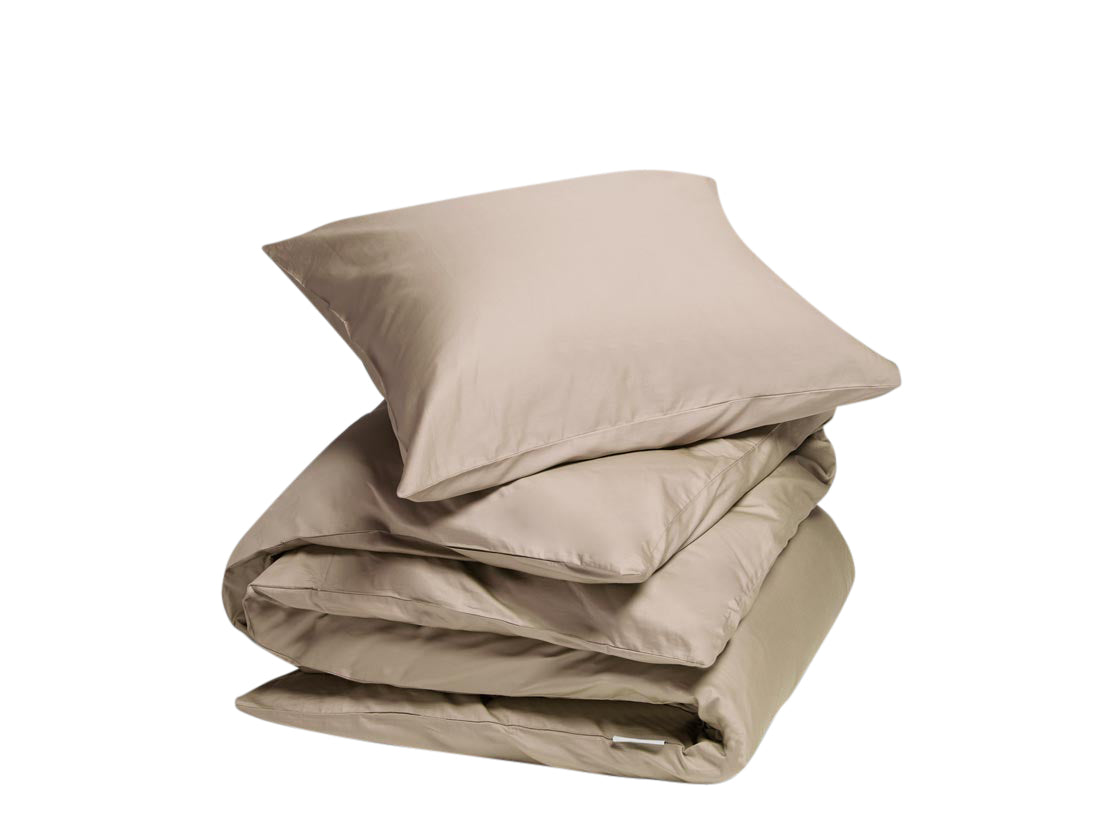 Yumeko dekbedovertrek katoen satijn warm taupe 140×220 + 1/60×70
