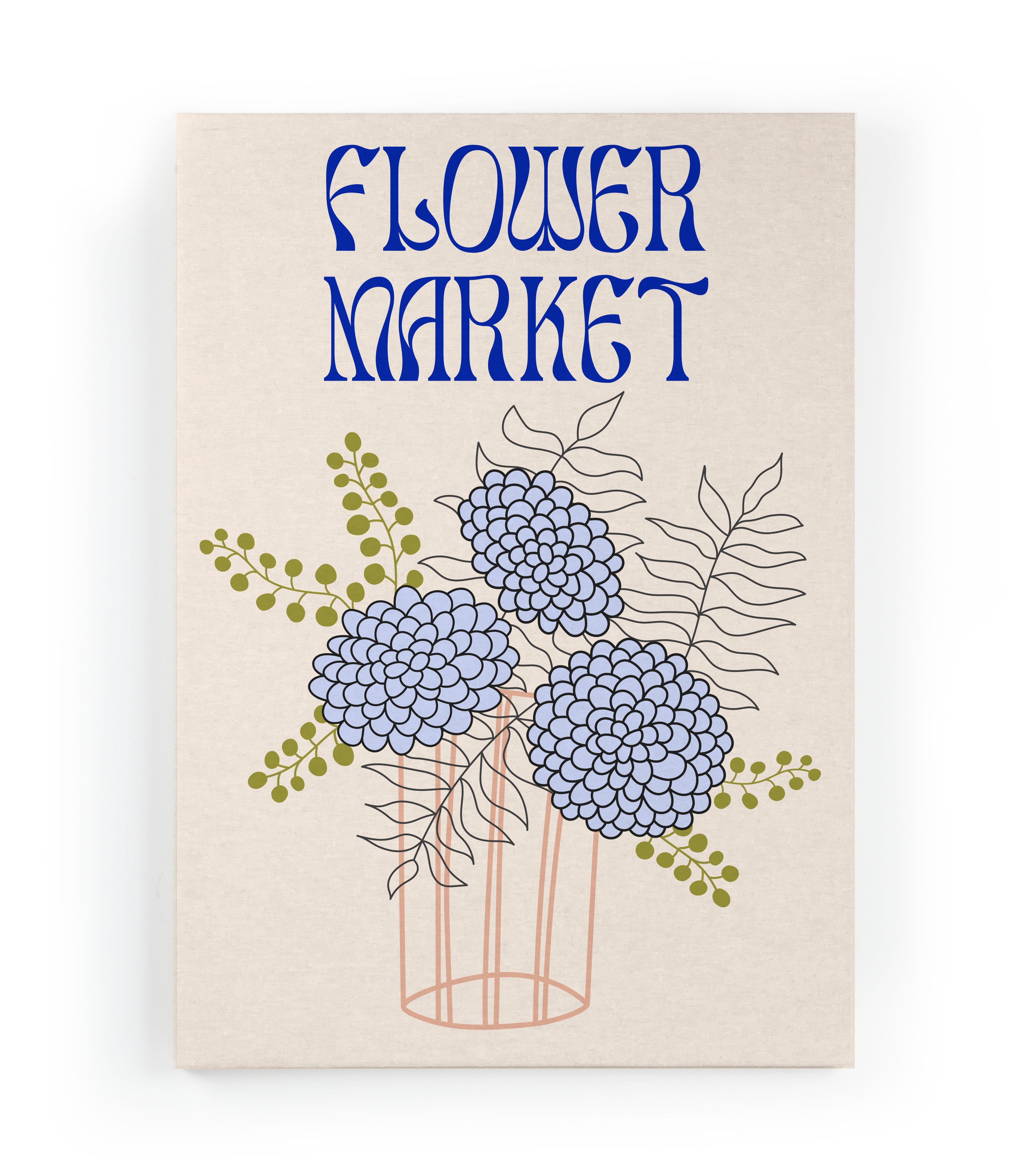 Canvas 60×40 Afdruk Blauwe Bloemenmarkt